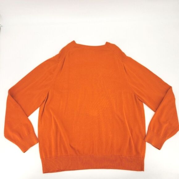 Lands' End Mens Sweater Size XXL Orange V-Neck 100% Cotton Fall Winter Cabincore - Picture 4 of 9